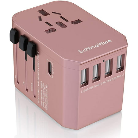 Type C A G I A/C - Work 150+ Countries Travel Adapter UK Japan China Europe International Travel w/5 USB Ports and USB Type C 220 Volt Adapter Power Plug Adapter
